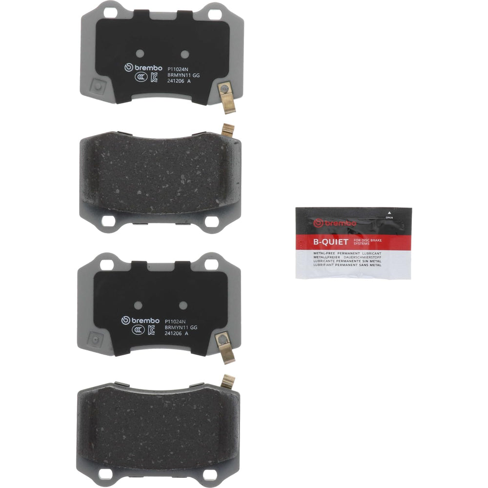 Brembo P11024N rear pad set with hardware included for installation