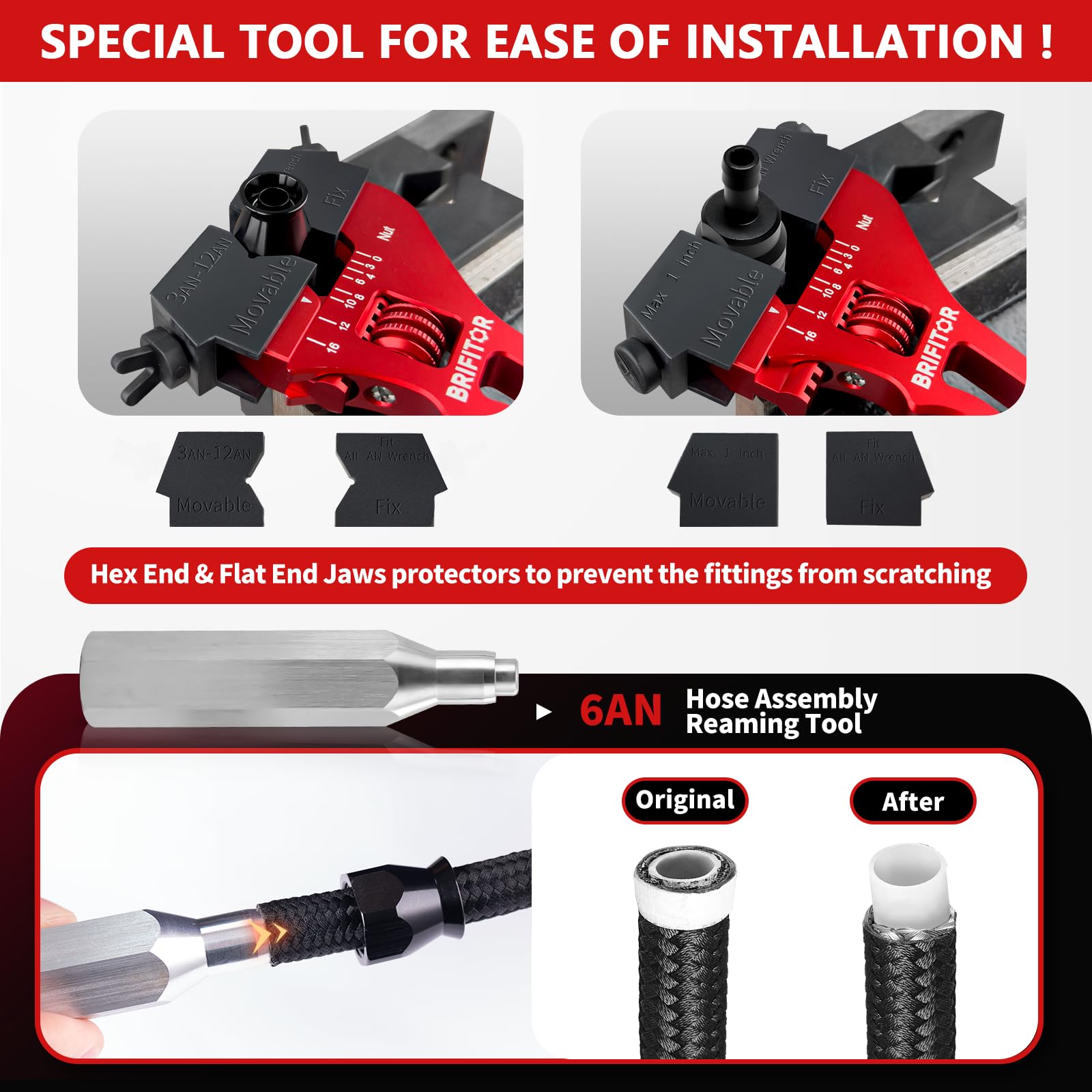 BRIFITOR 6AN male-to-male flare coupler for strong hose joins
