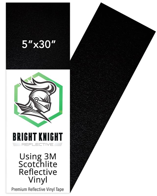Bright Knight Decals black reflective helmet sticker 5x30 boosts night visibility for riders.