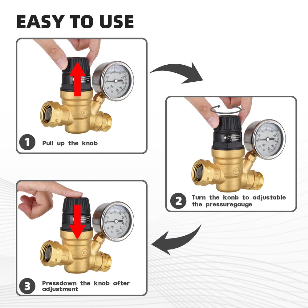 BRIGHTDECK adjustable handwheel enables tool-free pressure adjustment up to 160 PSI