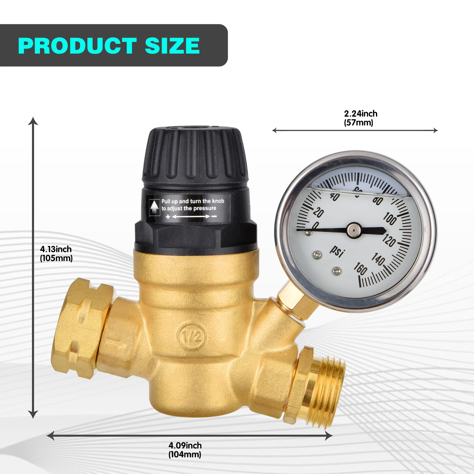 BRIGHTDECK regulator with inlet filter traps debris for cleaner RV water