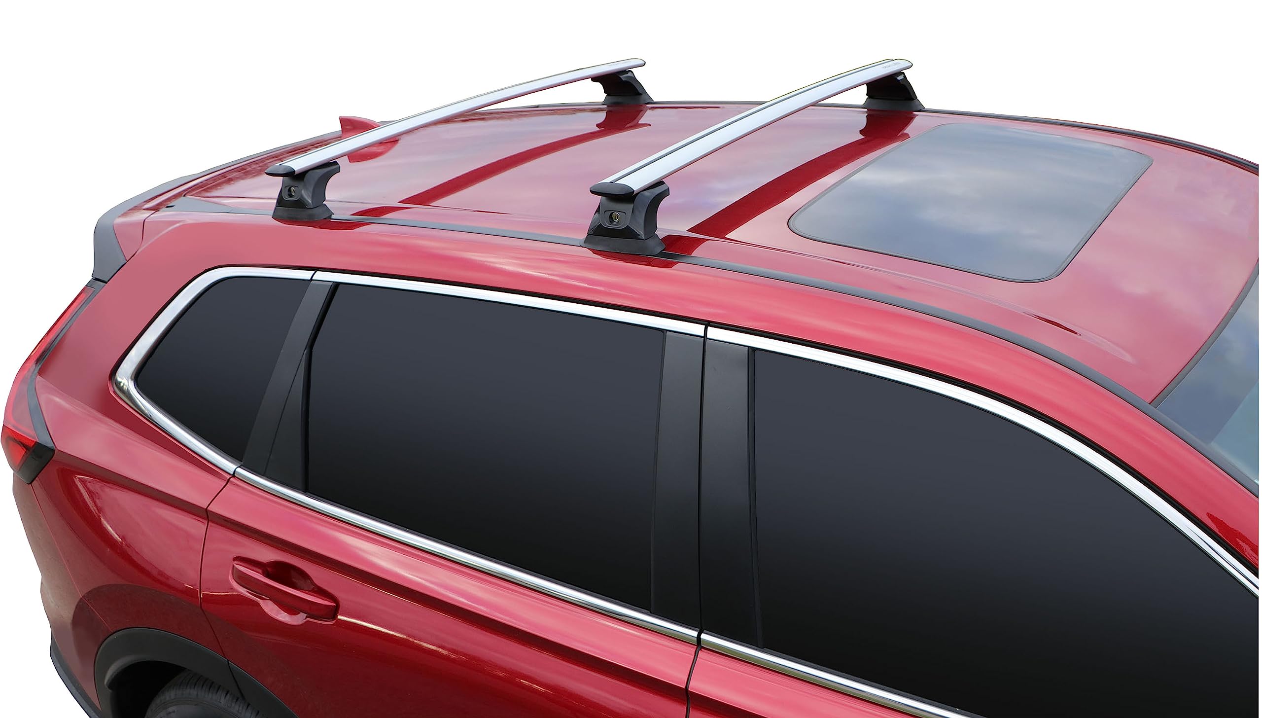 BRIGHTLINES heavy duty crossbars on CR-V angled view highlighting rugged aluminum construction for CR-V