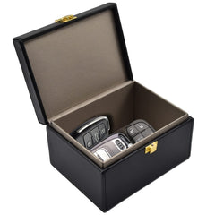 Briidea Faraday Box front closed with stylish PU leather exterior for discreet protection