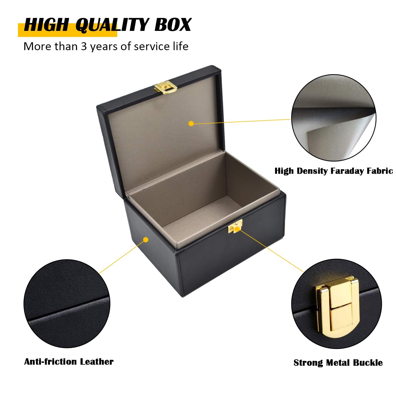 Briidea Faraday Box PU leather exterior adds stylish protection for key fobs