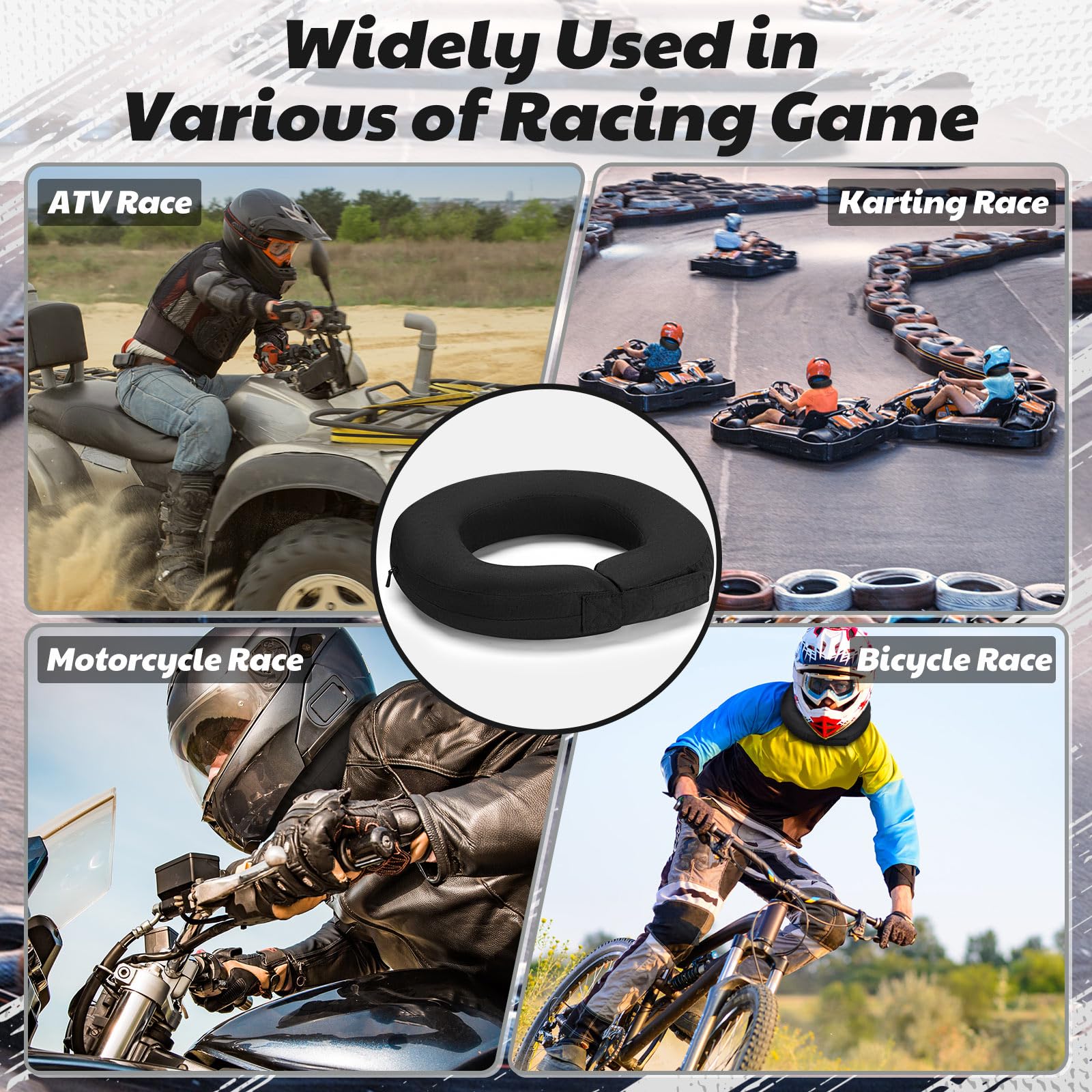 Briwooody neck collar in use during racing, biking, and karting sessions