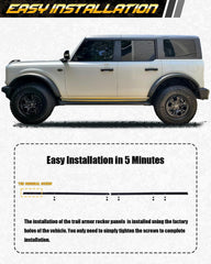 Broaddict aluminum rocker panel finish resists corrosion and wear.