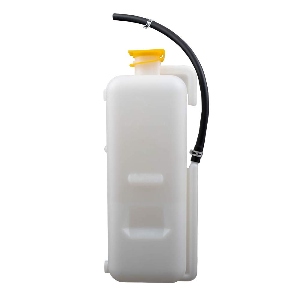 Installed Brock coolant reservoir cap-hose in a Wrangler for replacement.