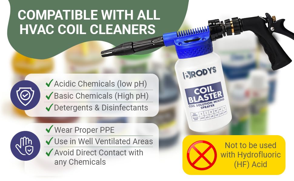 BRODYS Coil Blaster hose and trigger used during coil cleaning tasks.