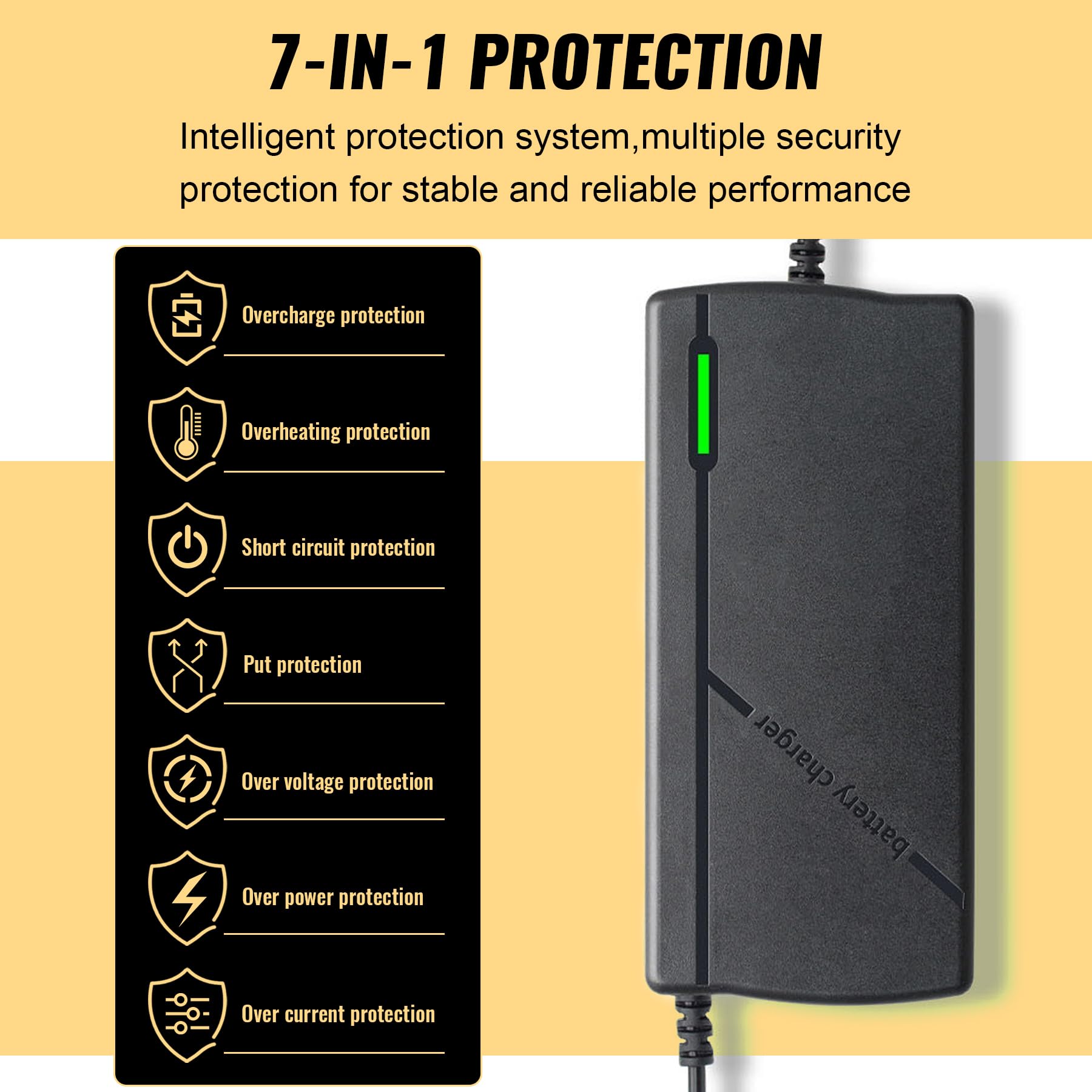 Brooday charger durable casing with heat sink supports long-lasting use.