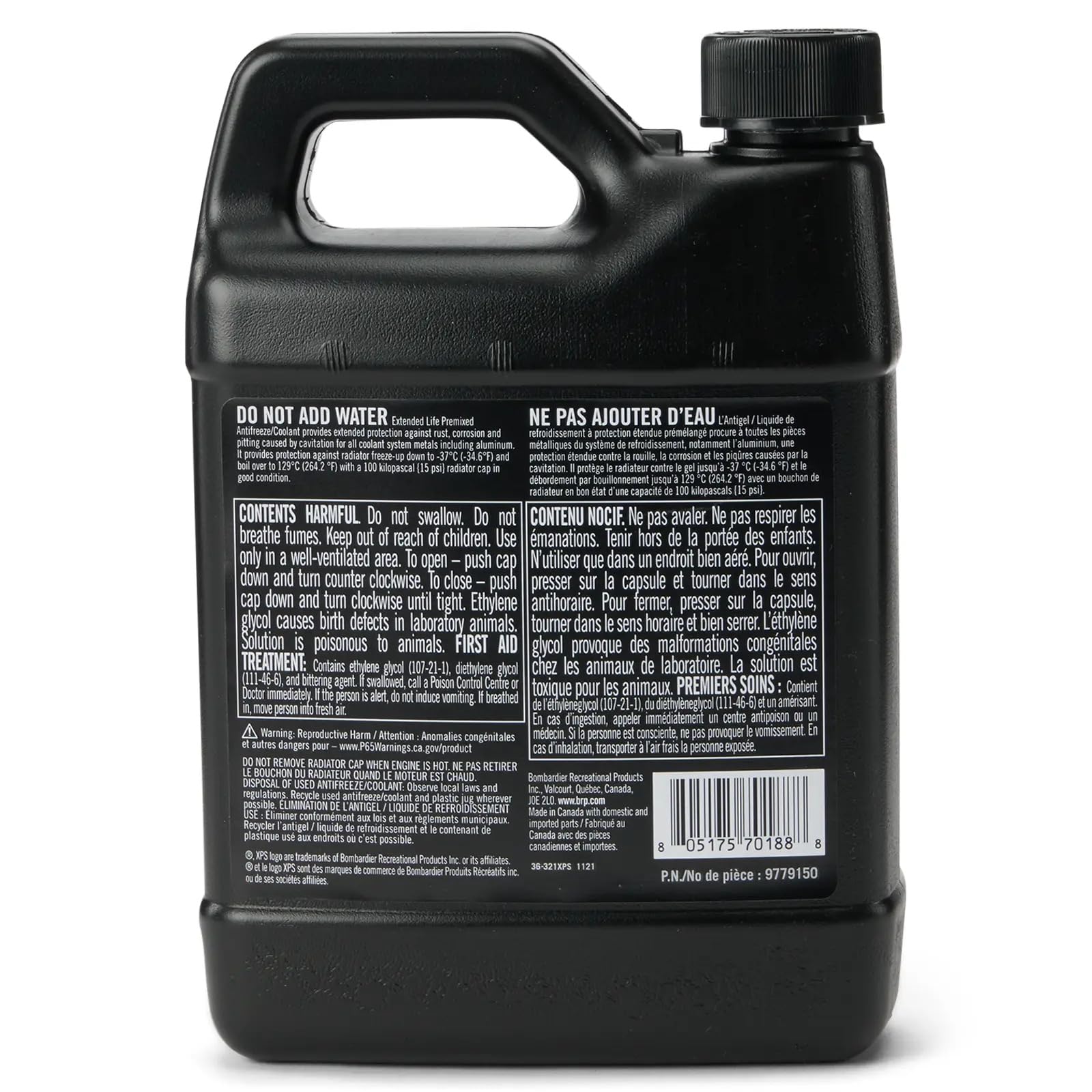 BRP Sea-Doo pre-mixed antifreeze label for OEM-grade maintenance.