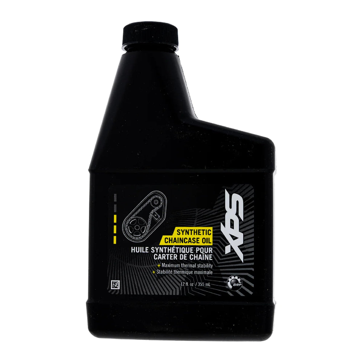 BRP Ski-Doo XPS chaincase oil bottle labeled for high-performance snowmobiles