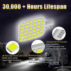 BRISHINE interior LED bulbs illuminate RV cabin with even light output.