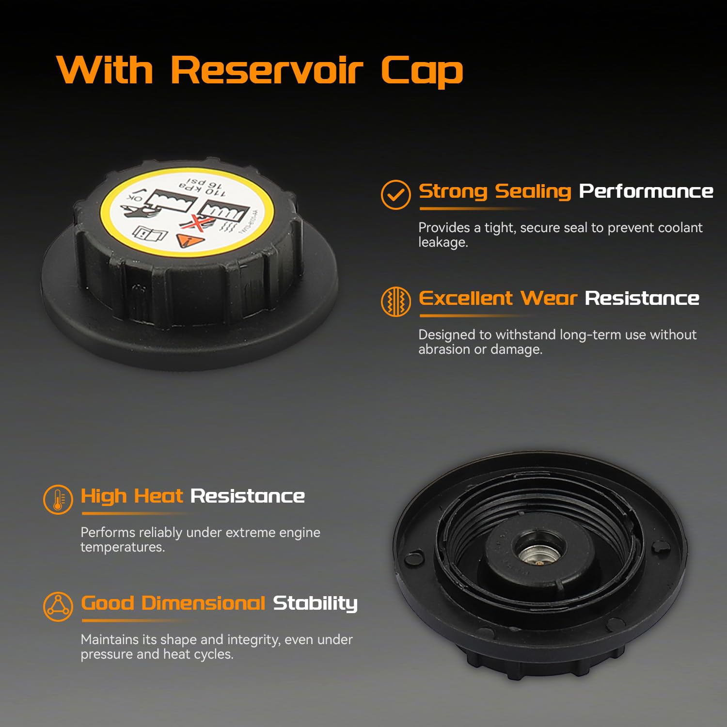 BRTEC coolant reservoir cap installed on a Ford F-Series demonstrates direct replacement.