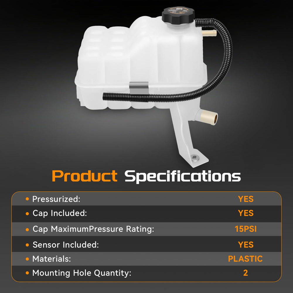 BRTEC coolant reservoir with cap and sensor for GMC Sierra and Yukon fits precisely.
