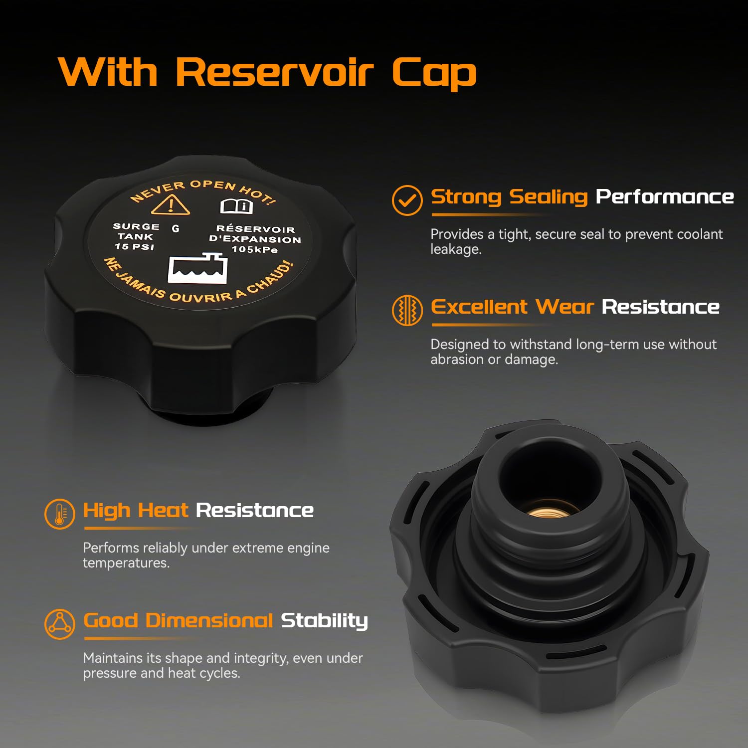BRTEC reservoir close-up shows cap seal and sensor connector for reliable operation.