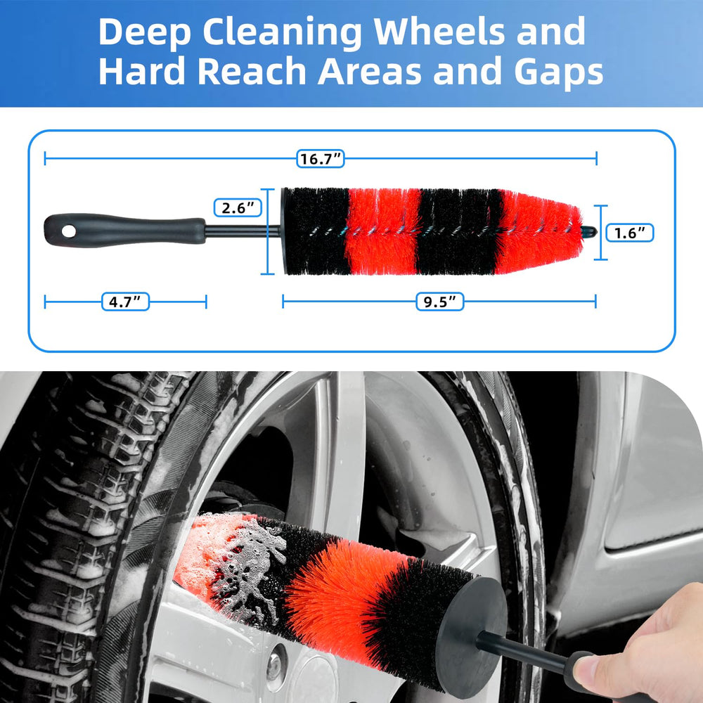 BRUSH FAMILY 9Pcs wheel detailing kit spoke-cleaner loosens grime between spokes