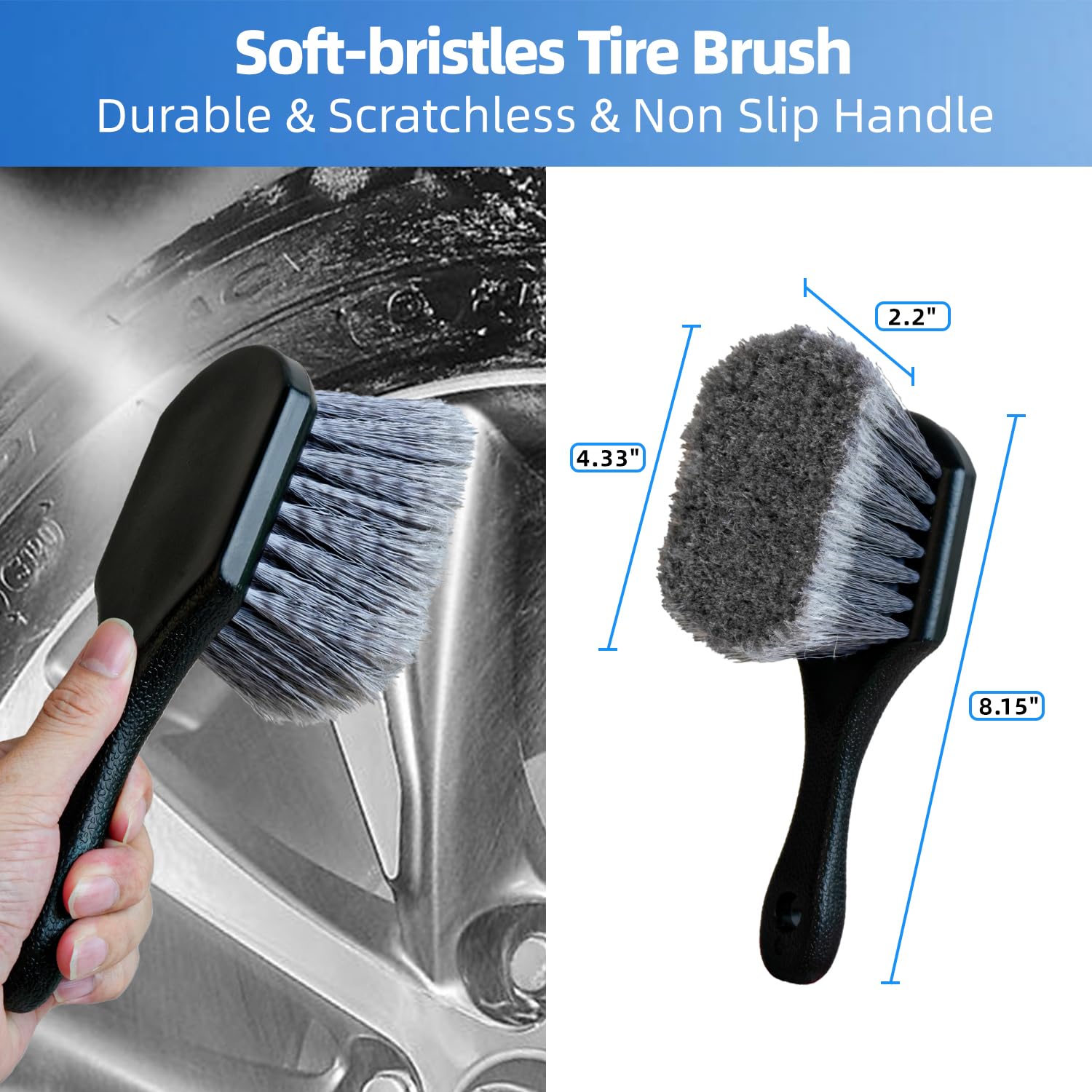 BRUSH FAMILY 9Pcs wheel detailing kit tire-shine-pad applies polish evenly