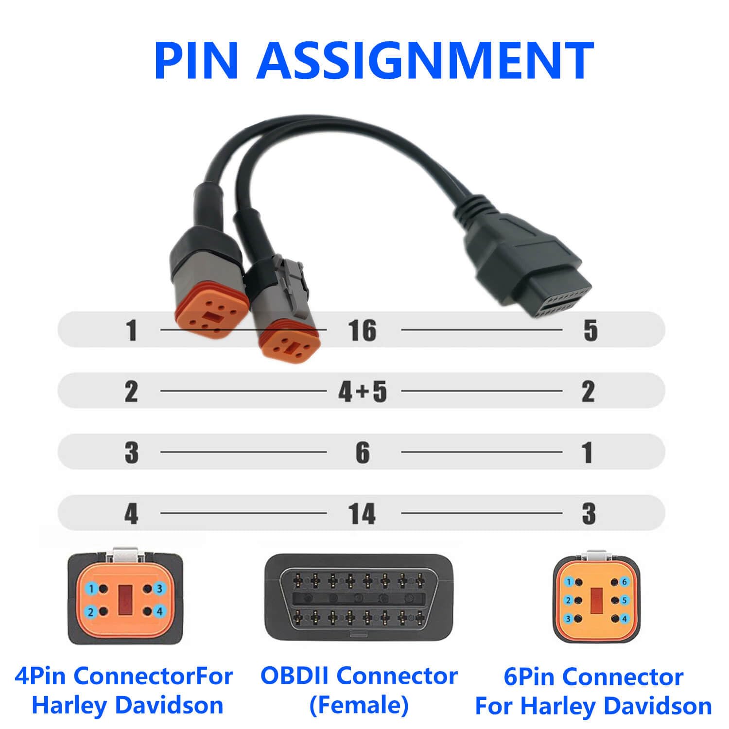 BSNOVT 12-inch OBD2 cable provides flexible Harley connections.