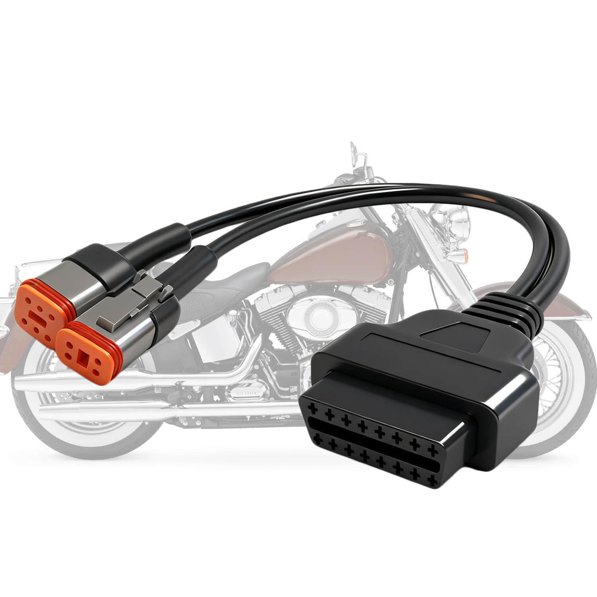 BSNOVT OBD2 adapter with 16pin to 4pin for Harley Softail diagnostics.
