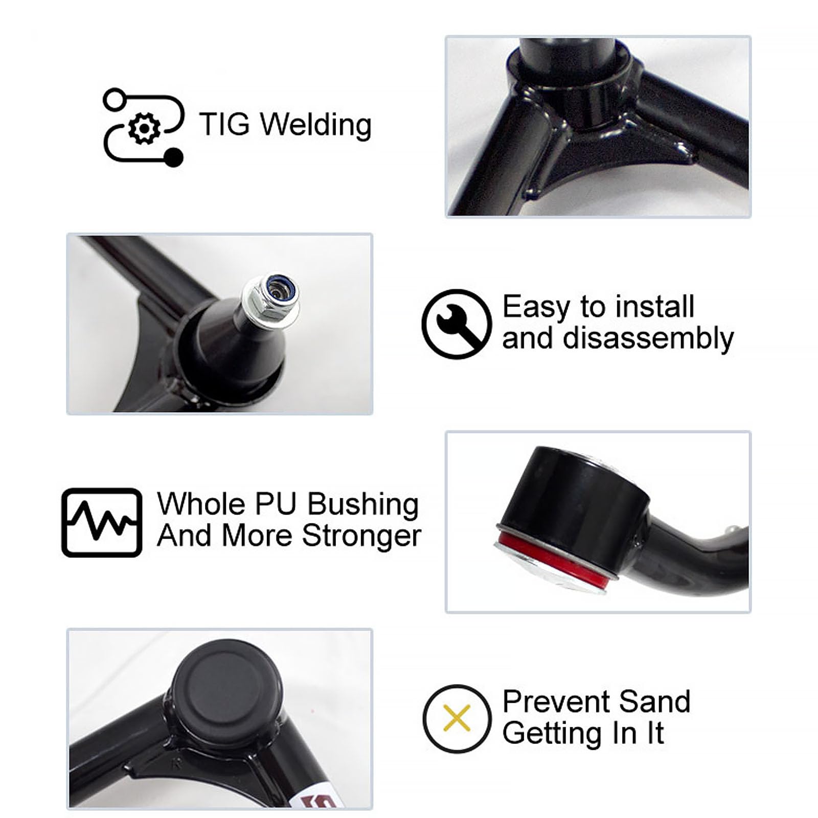 BST BSSP front upper control arms installation view, simplifies 2-4 inch lift fitment.