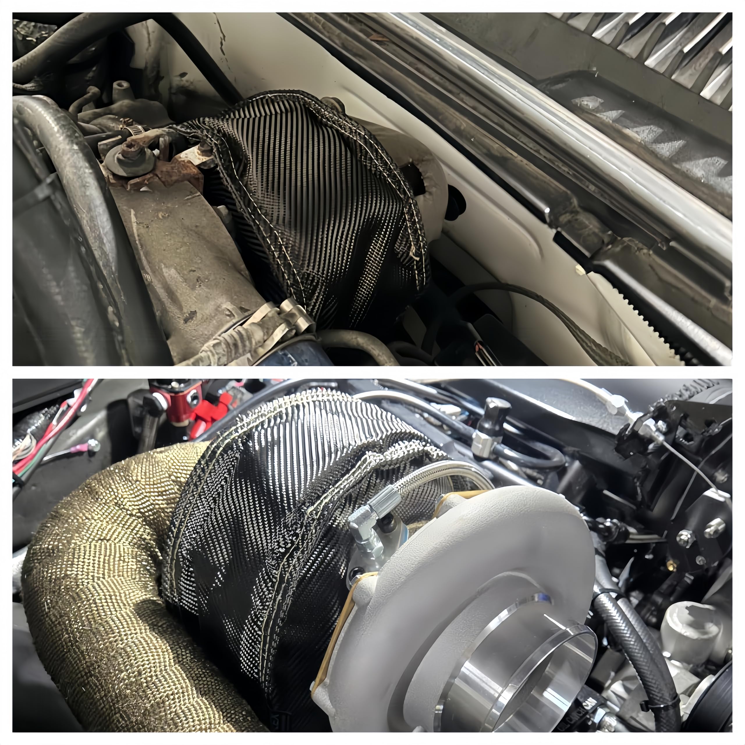 BSTFLEX turbo blanket heat shield-area guards hoses and hood surfaces.