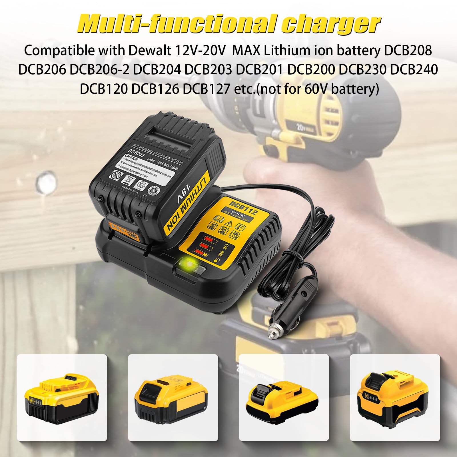 BTRUI DCB112 battery compatibility coverage for 12V-60V Max Li-ion packs