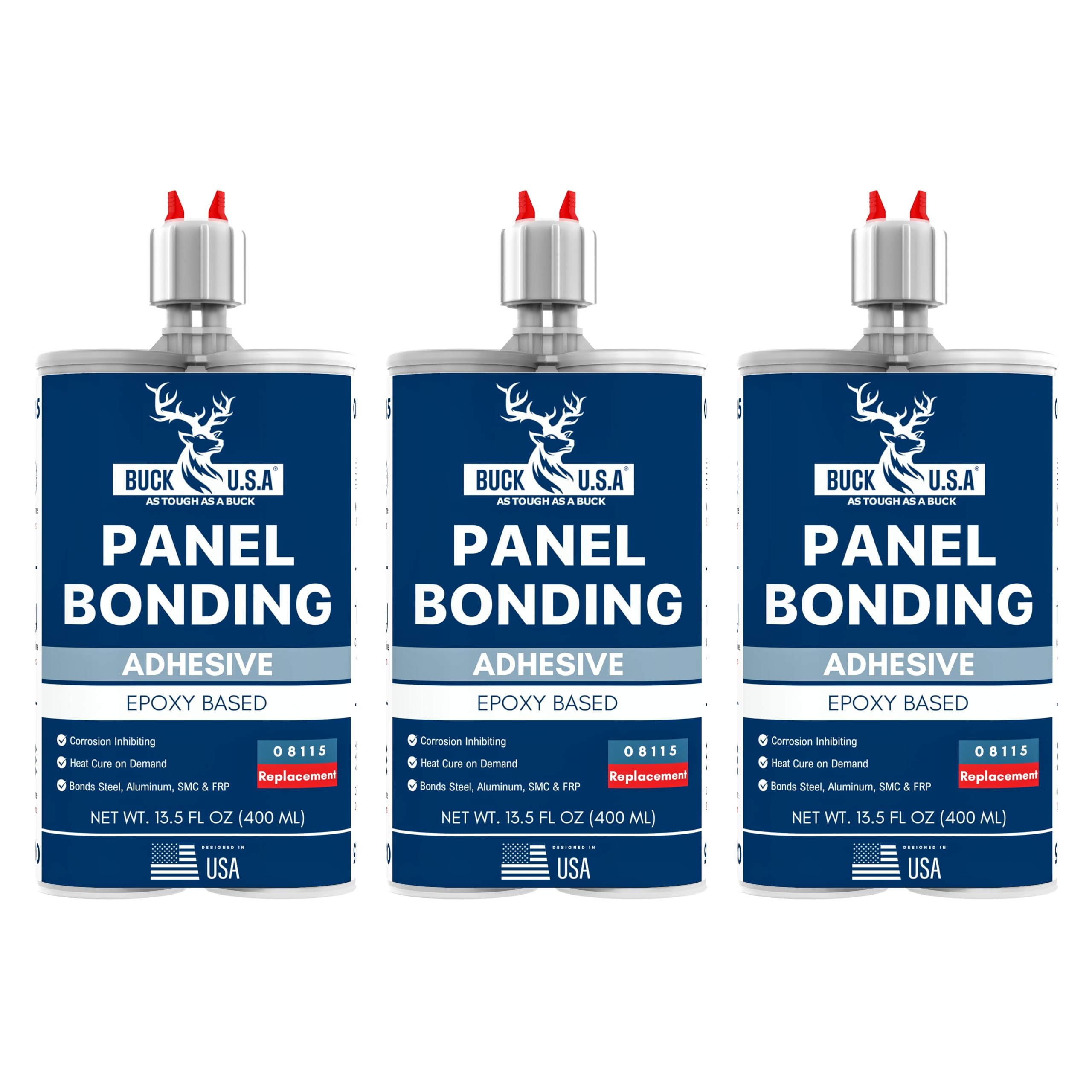 BUCK Panel Bonding Adhesive 3-pack cartridge for durable automotive panel bonds.