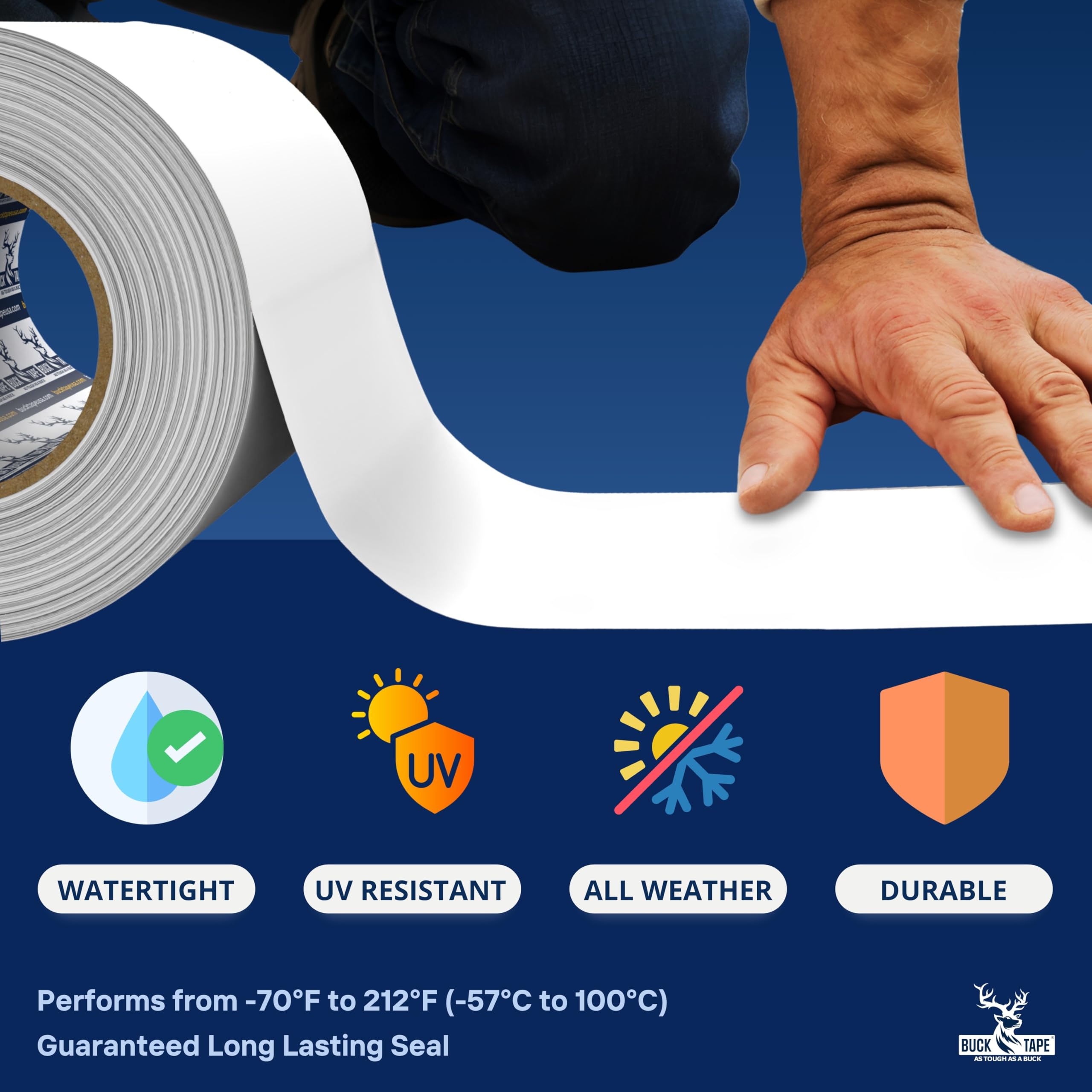 Buck RV Roof Sealant Tape all weather durability stays flexible in sun and cold