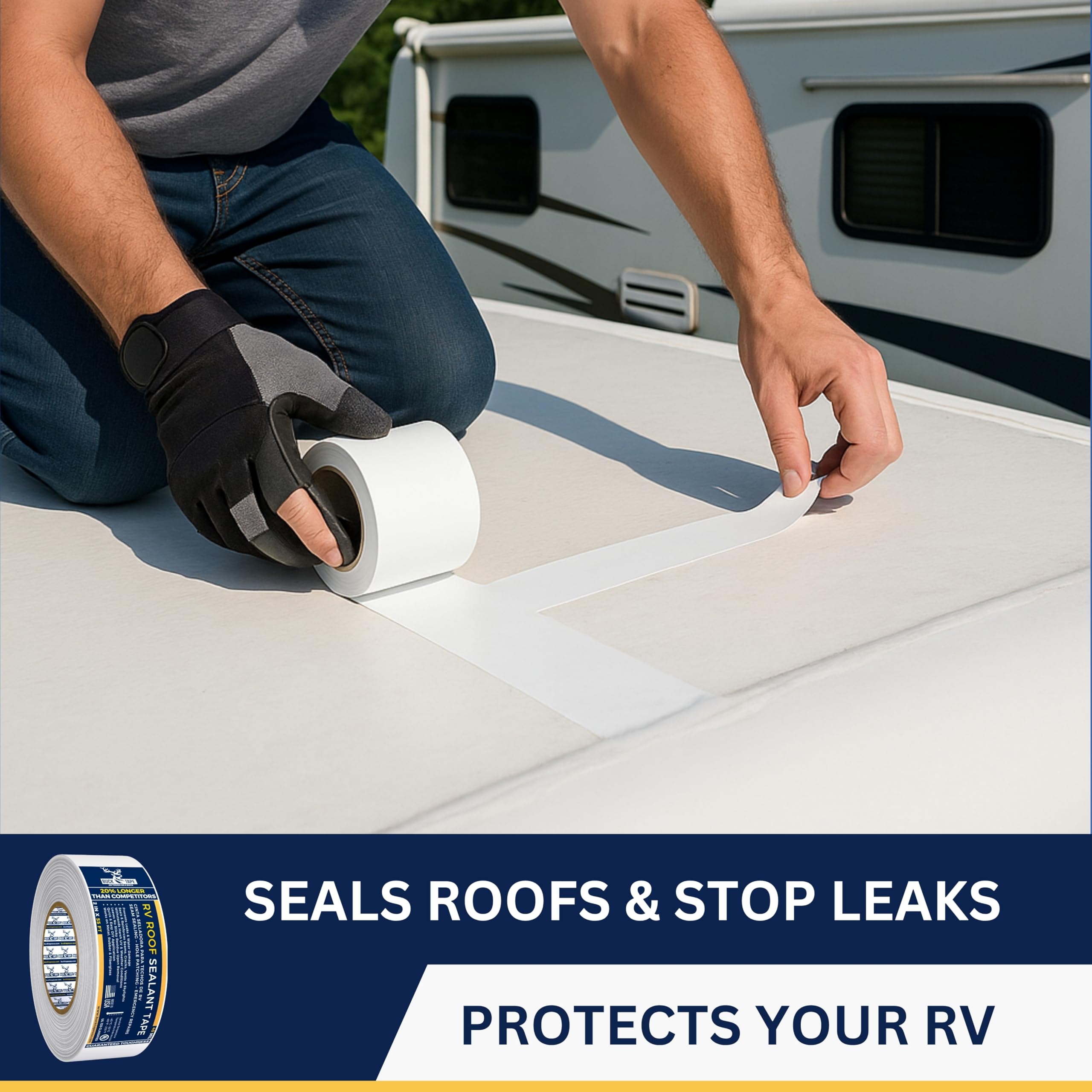 Buck RV Roof Sealant Tape butyl adhesive bonds to EPDM TPO PVC and more