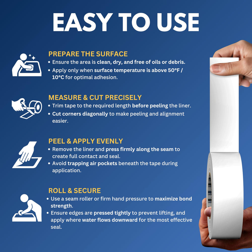 Buck RV Roof Sealant Tape seams skylights vents seals leaks around skylights and vents