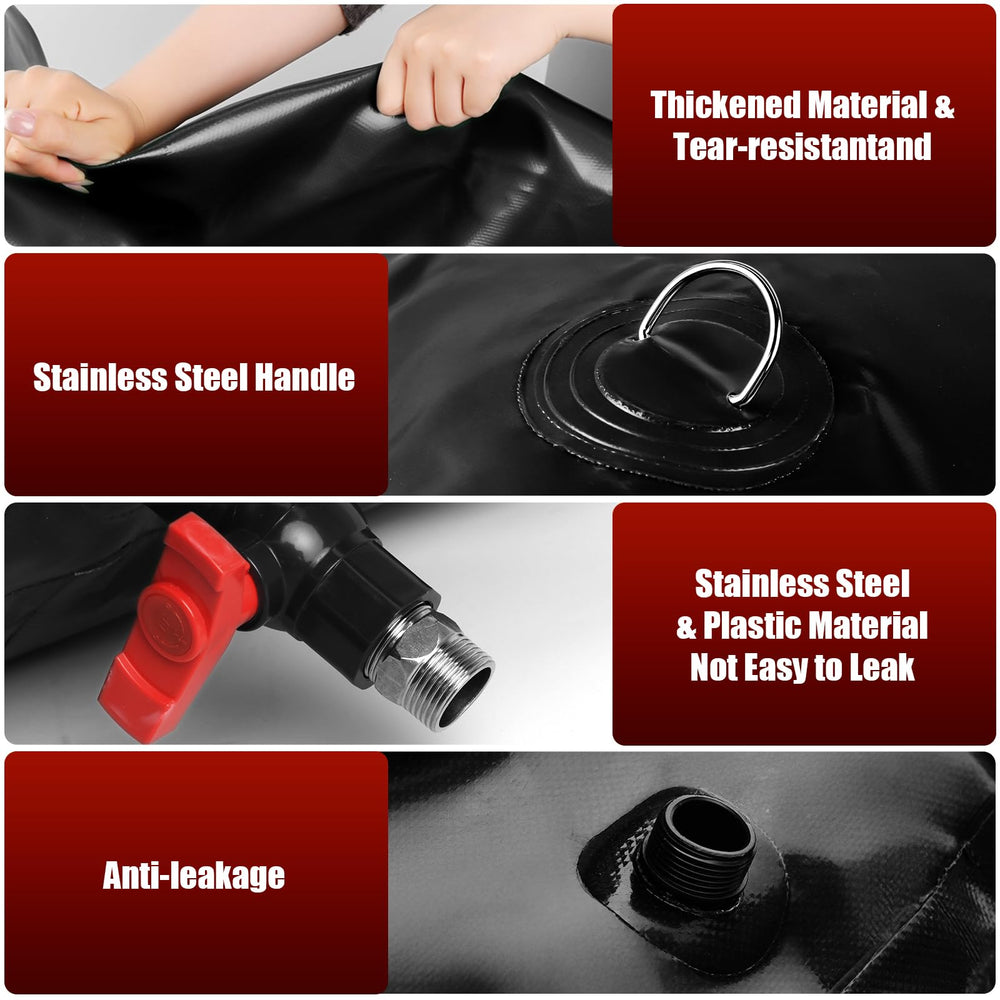 Budiwati water bladder collapsible design for compact storage after use.