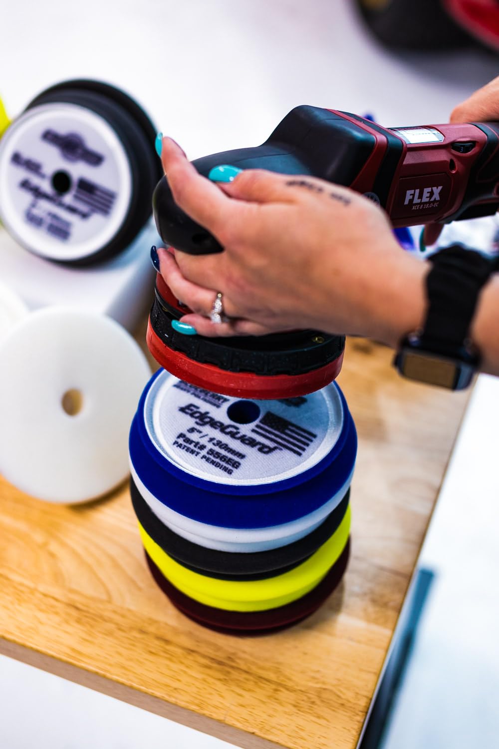 Buff and Shine maroon foam pad delivers consistent cutting and a silky finish.