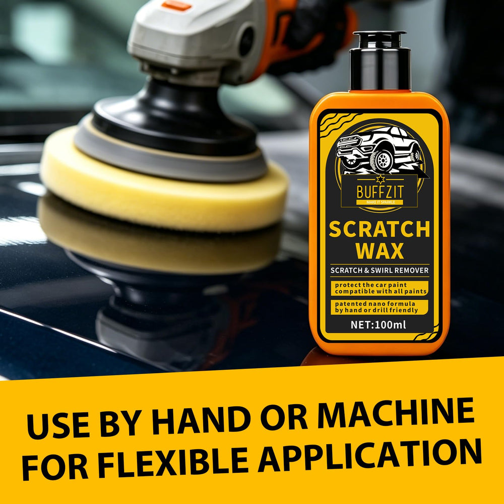 BUFFZIT scratch remover foam pad application demonstrates effortless rubbing.