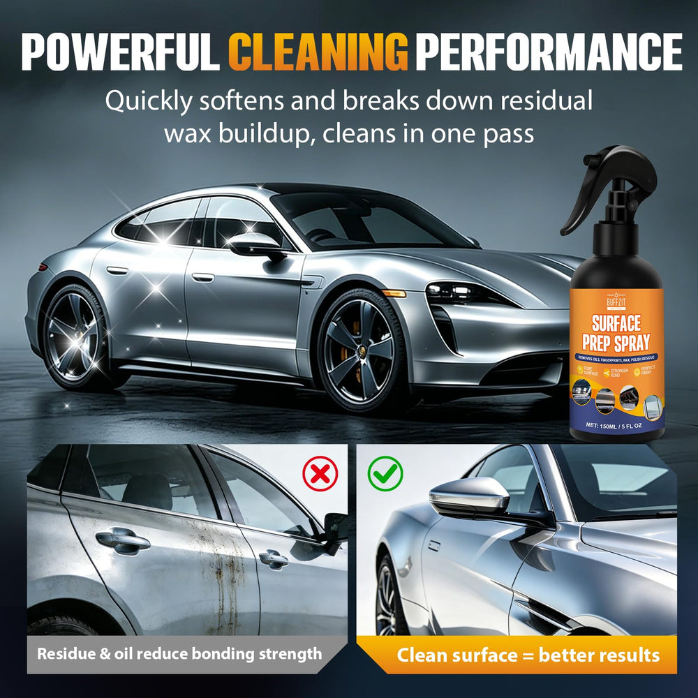 BUFFZIT Surface Prep Spray disperses quickly for fast automotive prep action.