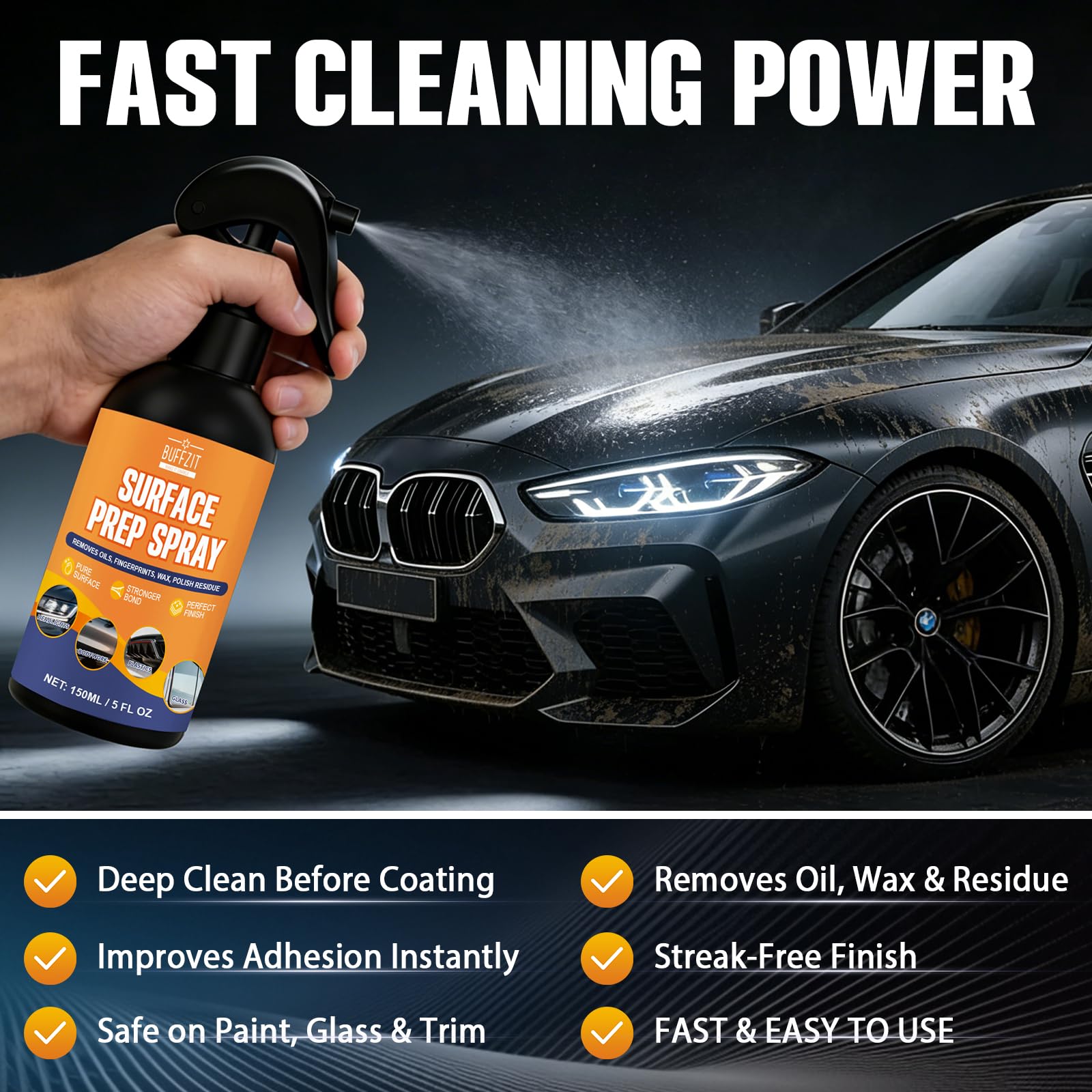 BUFFZIT Surface Prep Wipe Demo shows effective residue removal on a finish.