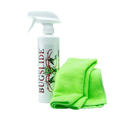 BugSlide 16Oz Shop Kit cleaner spray on car panel enabling waterless bug removal