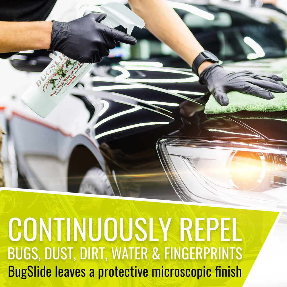 BugSlide all surface cleaner on painted surface for residue free cleaning