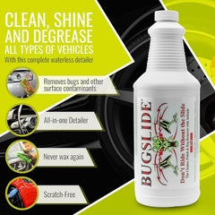 BugSlide multi-surface usage demonstrates safe cleaning on non-porous materials.