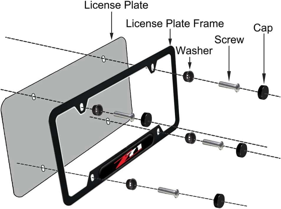 BUGUANGJIAN license frame closeup showing rust-resistant finish and premium build