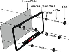 BUGUANGJIAN license frame closeup showing rust-resistant finish and premium build