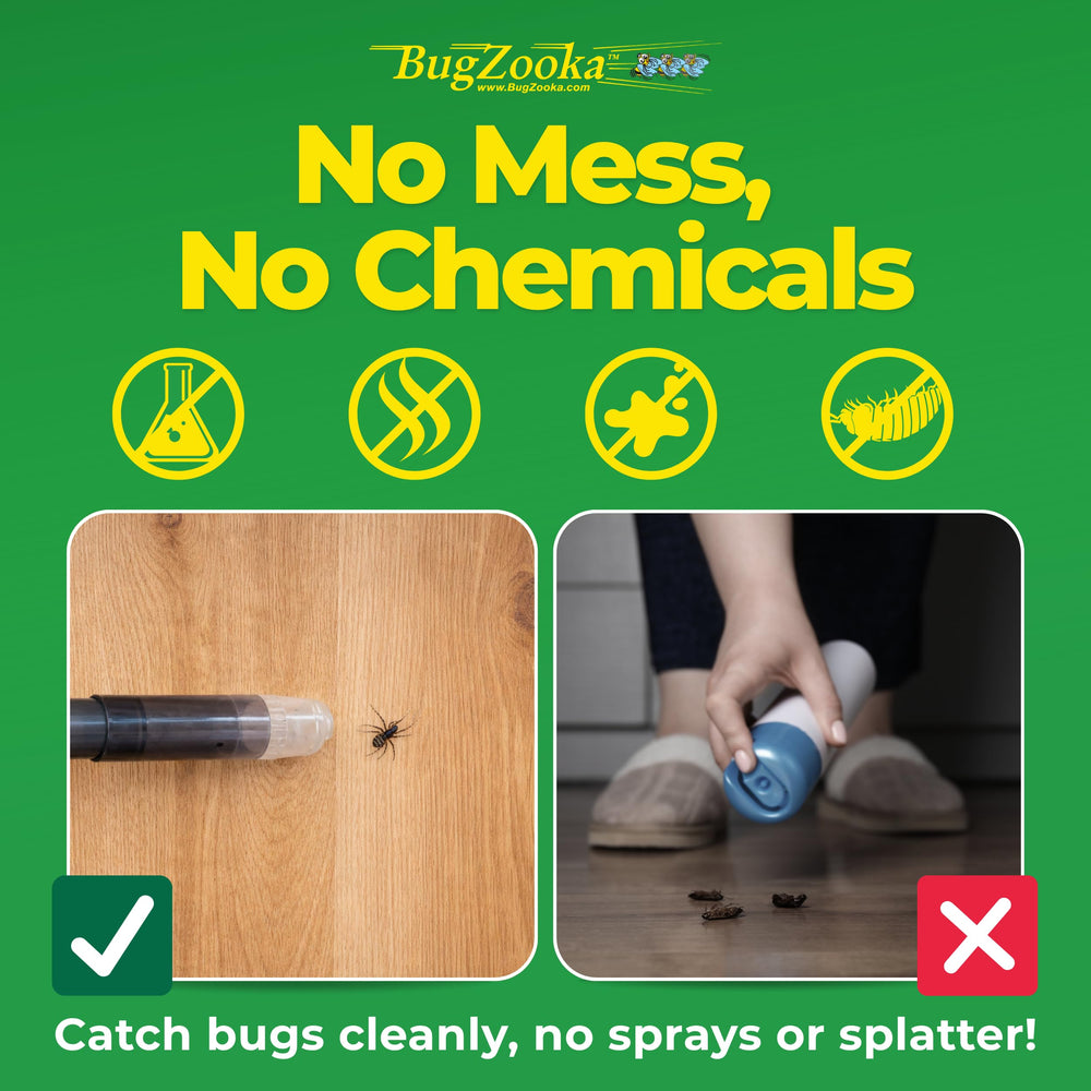 BugZooka operates without batteries, ready for instant use anywhere in your home.