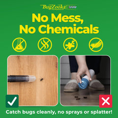 BugZooka operates without batteries, ready for instant use anywhere in your home.