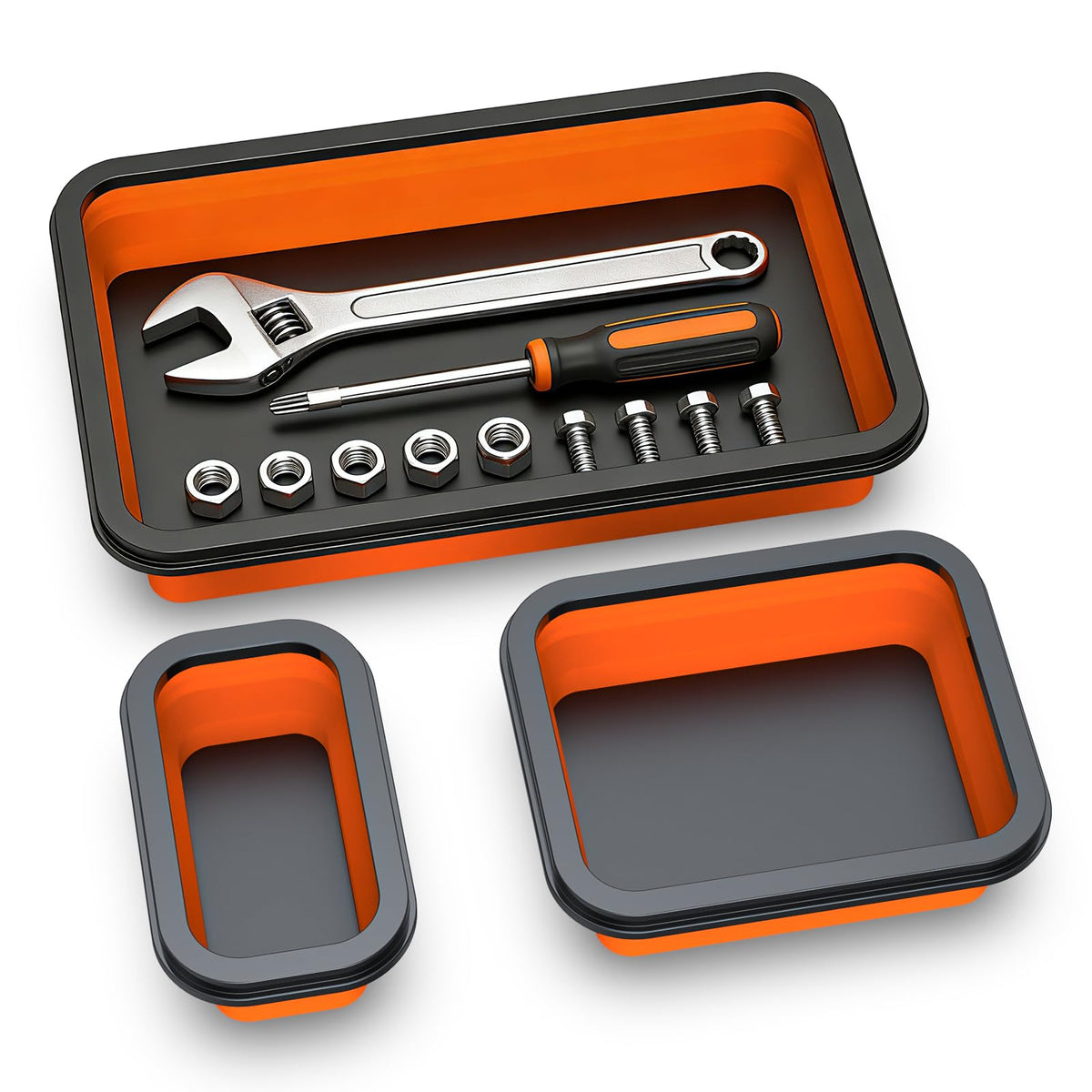 Buhobha foldable magnetic parts organizer trays keep screws and small parts neatly in one place.