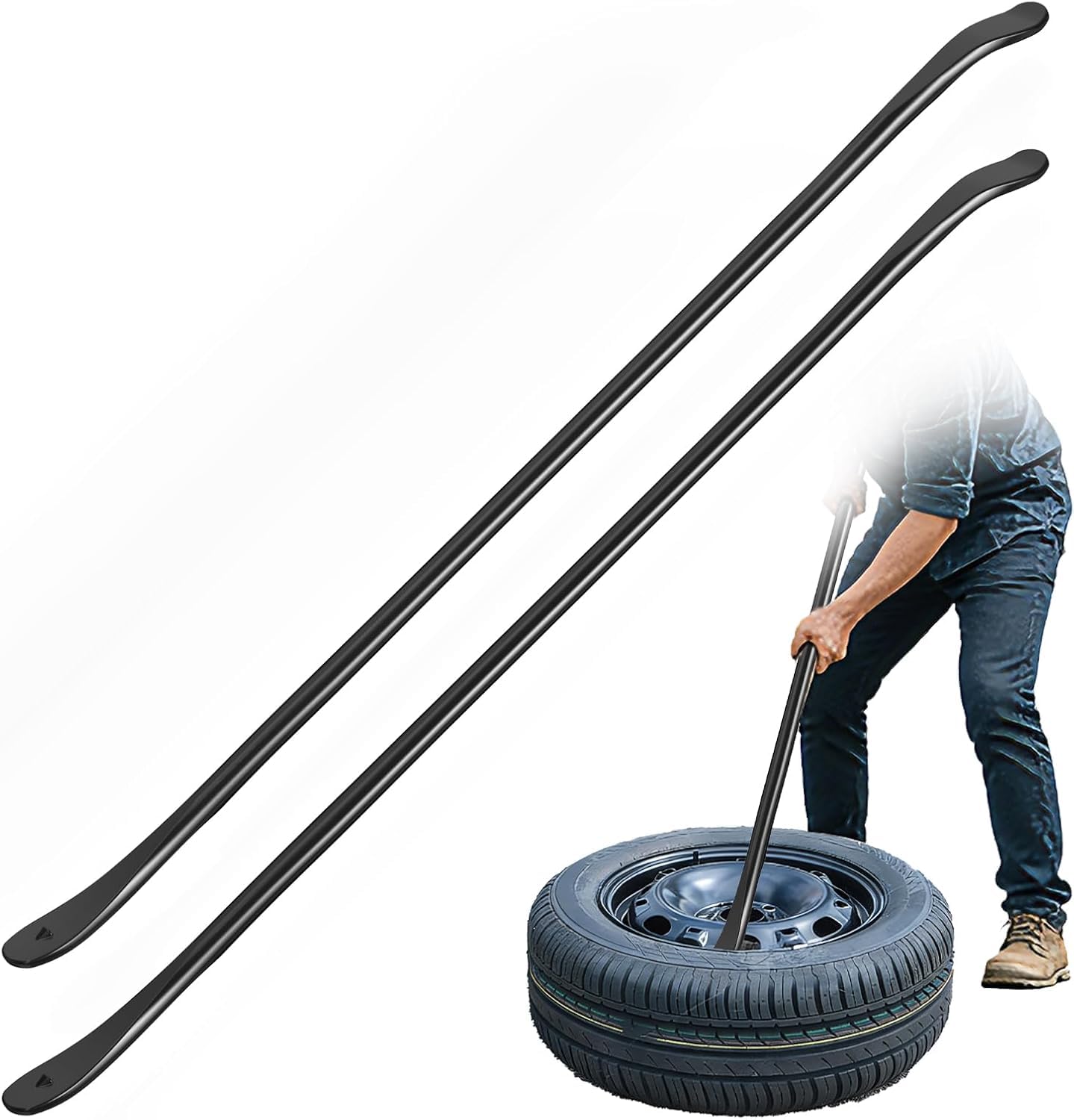 Buhobha tire bar 39-inch angled tip facilitates bead seating during tire mounting