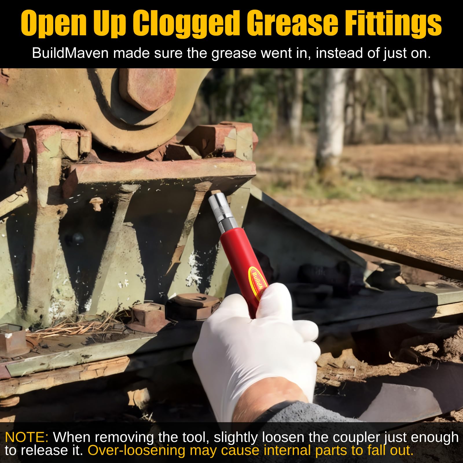 BuildMaven grease-fitting-cleaning-tool-red-side-view demonstrates a compact design for tough workshop use.