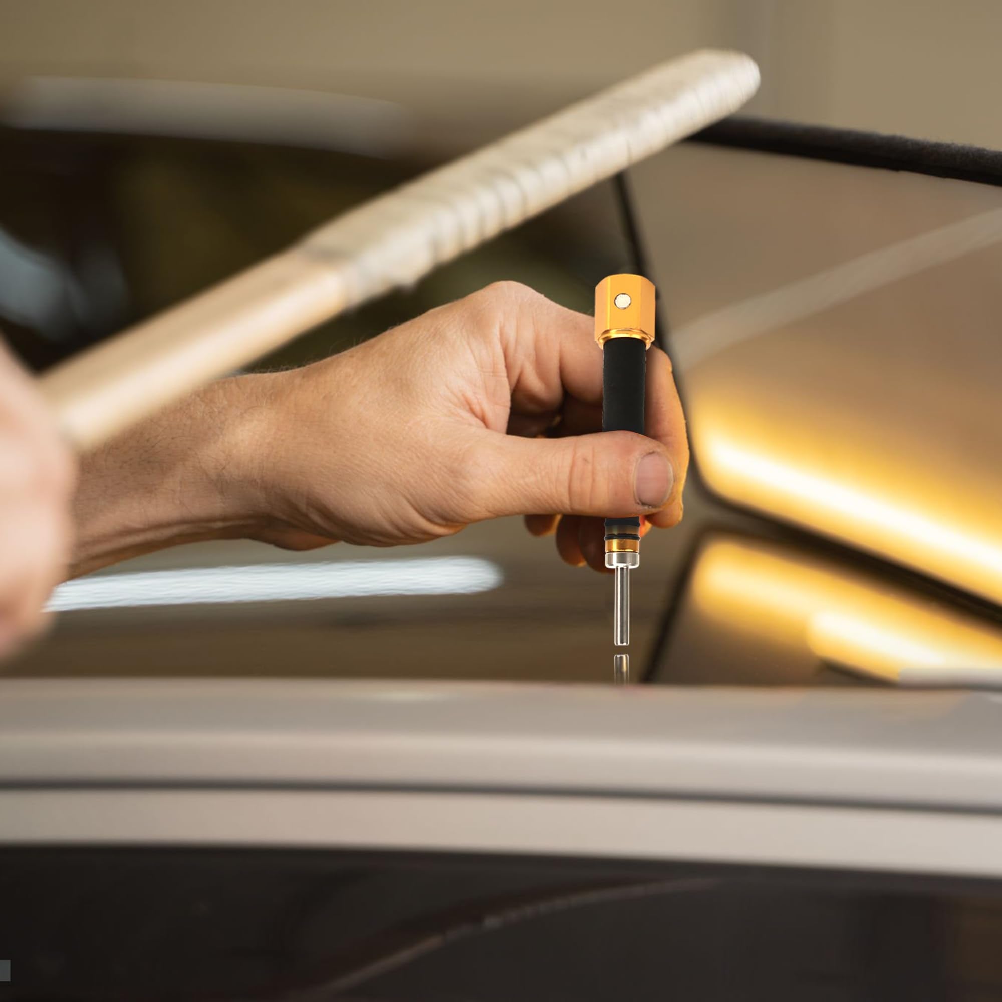 Car door dent removal with BuleVina PDR tool.