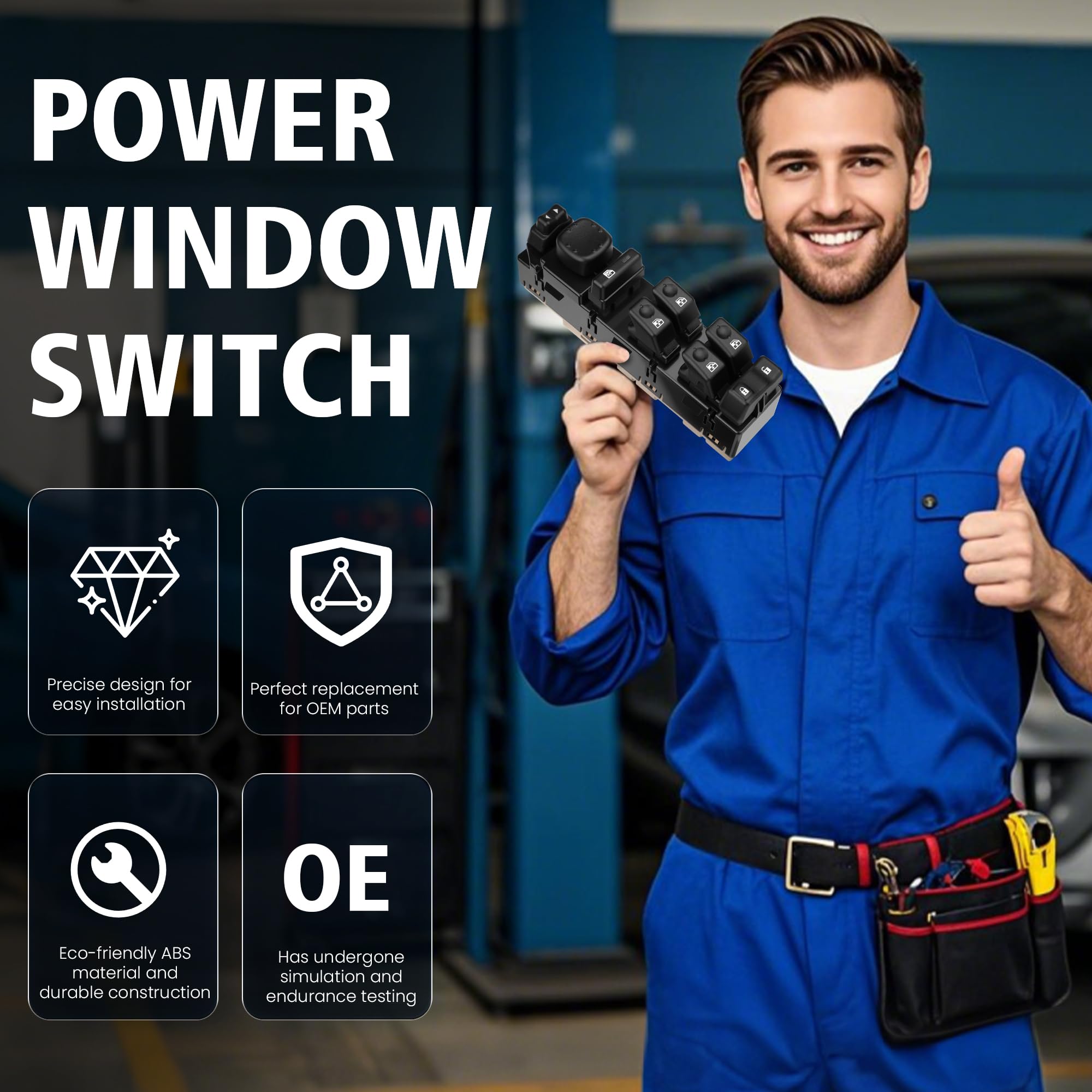 BULIAZY 15883323 power window switch front driver side for GMC Sierra 1500, OEM-style replacement.