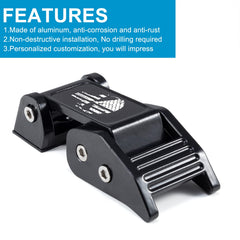 Buling hood latch bolt-on installation demonstrates easy upgrade.