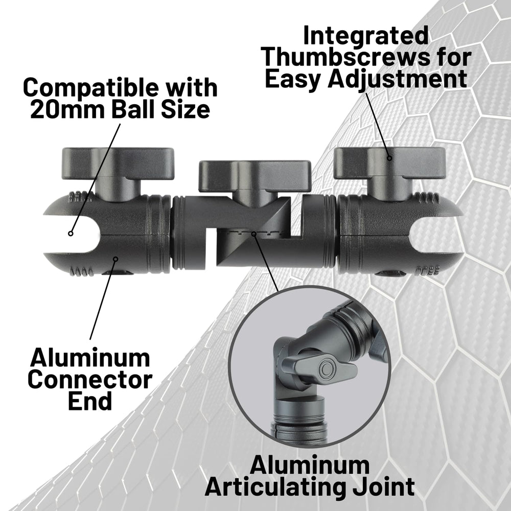 Bulletpoint locking arm 1cm-to-1cm design offers compact, scalable mounting geometry
