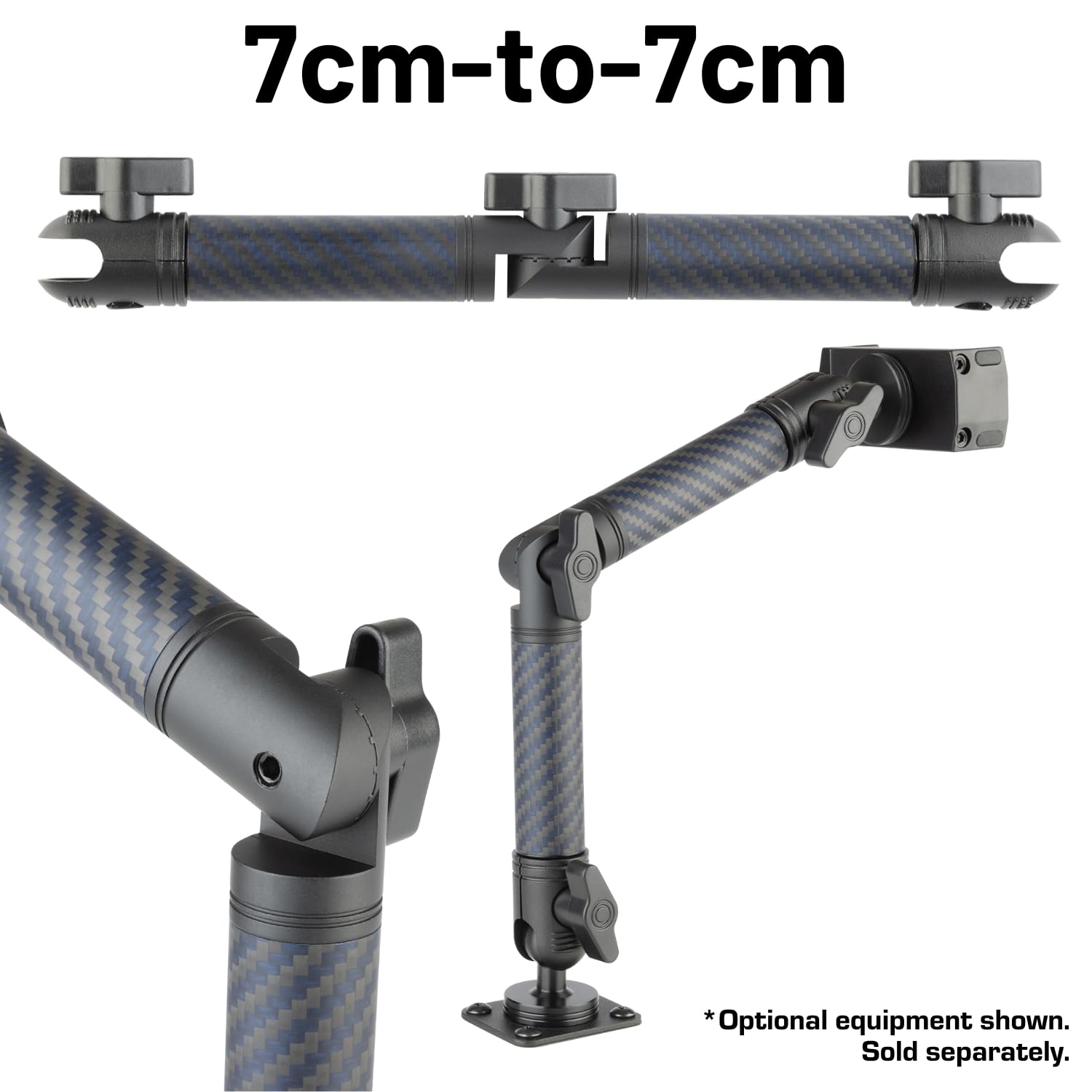Bulletpoint locking arm center elbow enabling flexible reach and adjustment